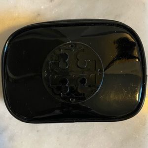 Tory Burch patent leather black cosmetic case